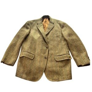 Palm Beach Blazer Mens Brown Harris Tweed Wool Herringbone Sport Coat Jacket